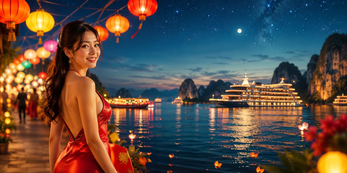 Cảnh Hạ Long về đêm gợi liên tưởng đến trải nghiệm cá cược sôi động tại 1105